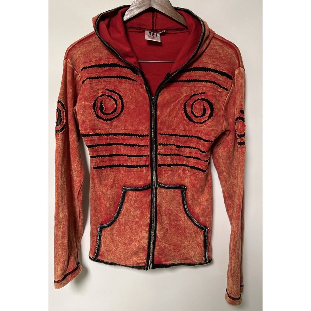NWOT Hippie Boho Cotton Patchwork Jacket Hoodie Retro Gothic Nepal Artisan‎ Med